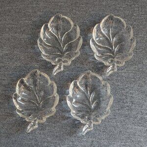 Walther Canada Crystal Leaf Shaped Nut/Candy Dish, Trinket Tray, Set of 4